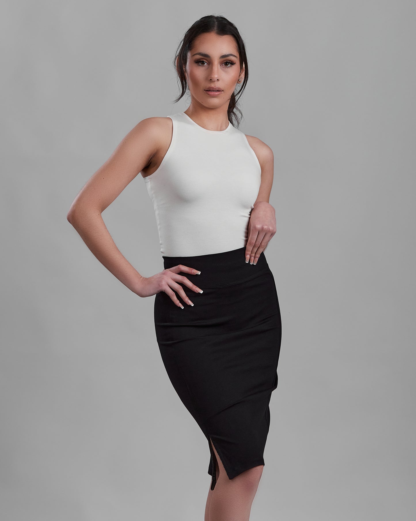 Ponte de Roma Pencil Skirt with Chainé Trim