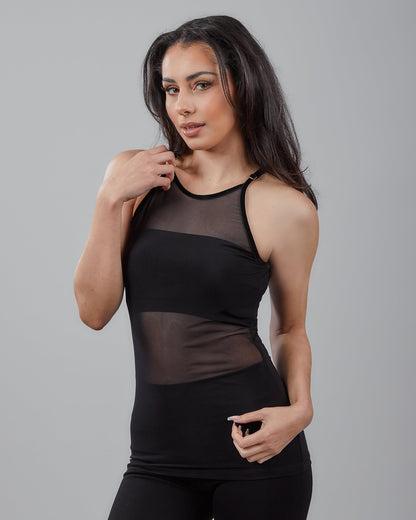 *Sample* Power Mesh Tank with Cut-In Shoulders & Adjustable Straps