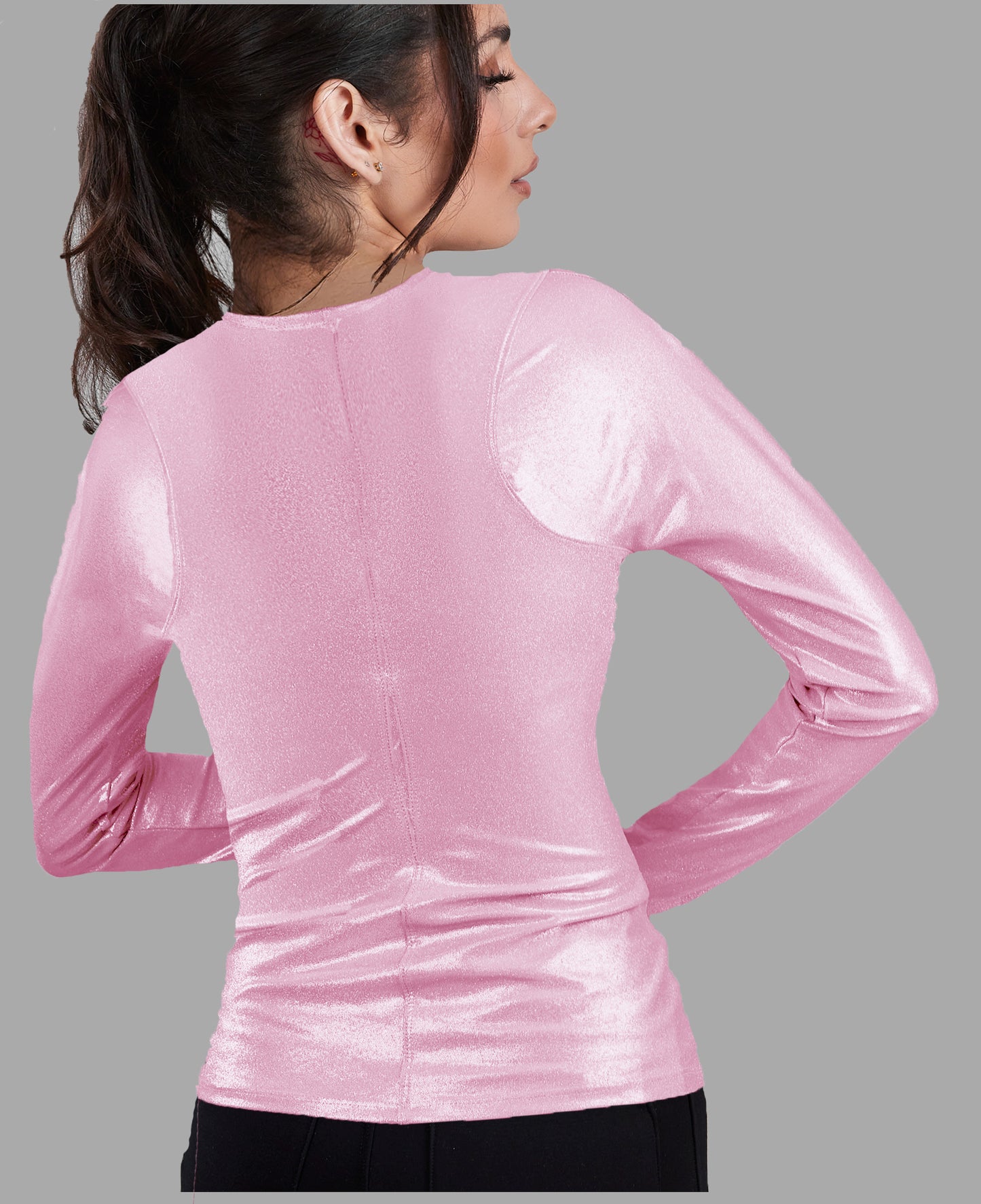 Metallic Long Sleeve Racerback Top