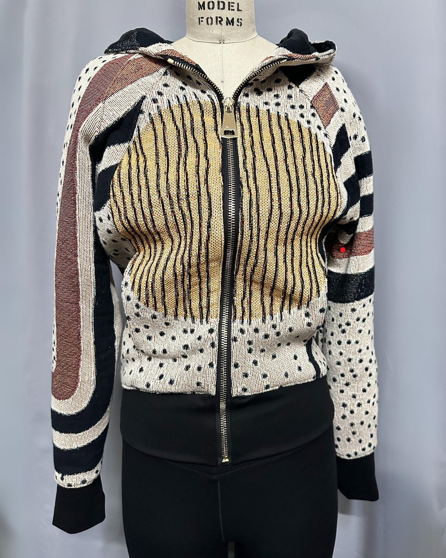 Upcycled Redstripe Blanket Hoodie featuring Par Ker Made Artwork