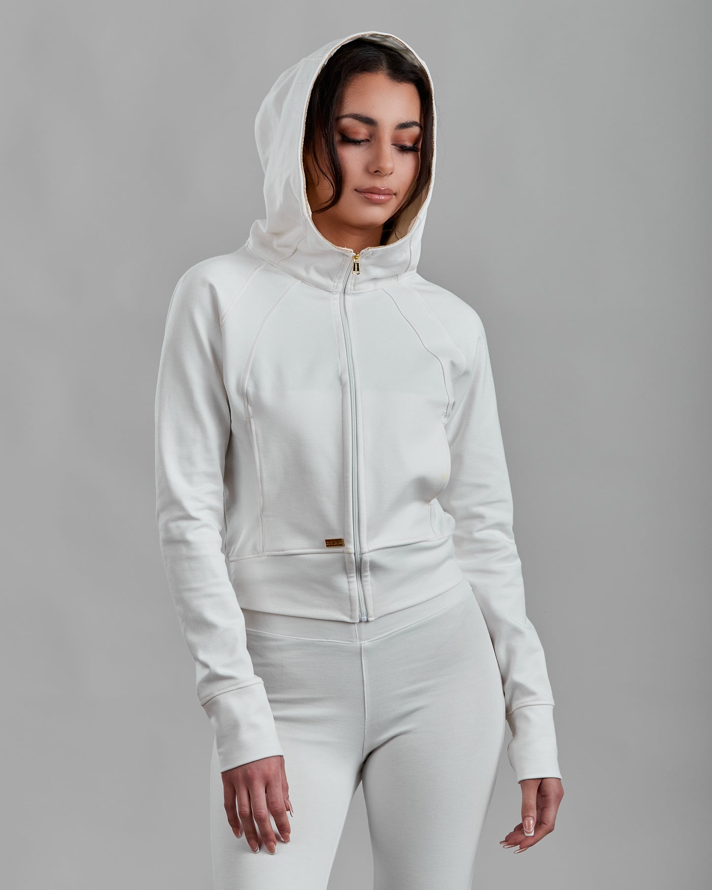 Ponte de Roma Cropped Hoodie with Chainé Trim