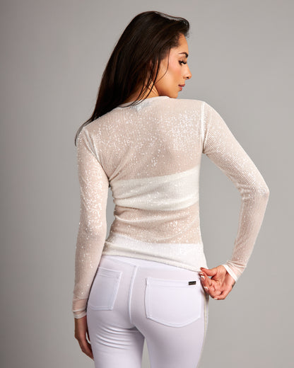 Long Sleeve Stretch Sequin Top
