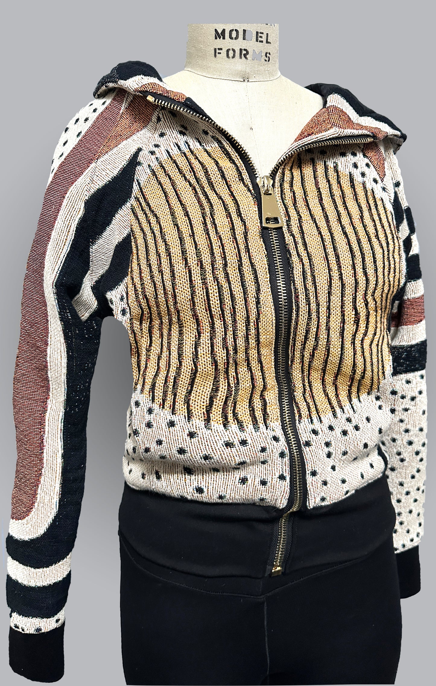 Upcycled Redstripe Blanket Hoodie featuring Par Ker Made Artwork