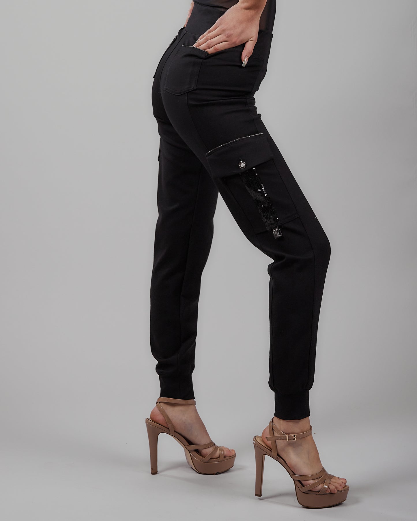 Cargo Joggers with Chainé Trim