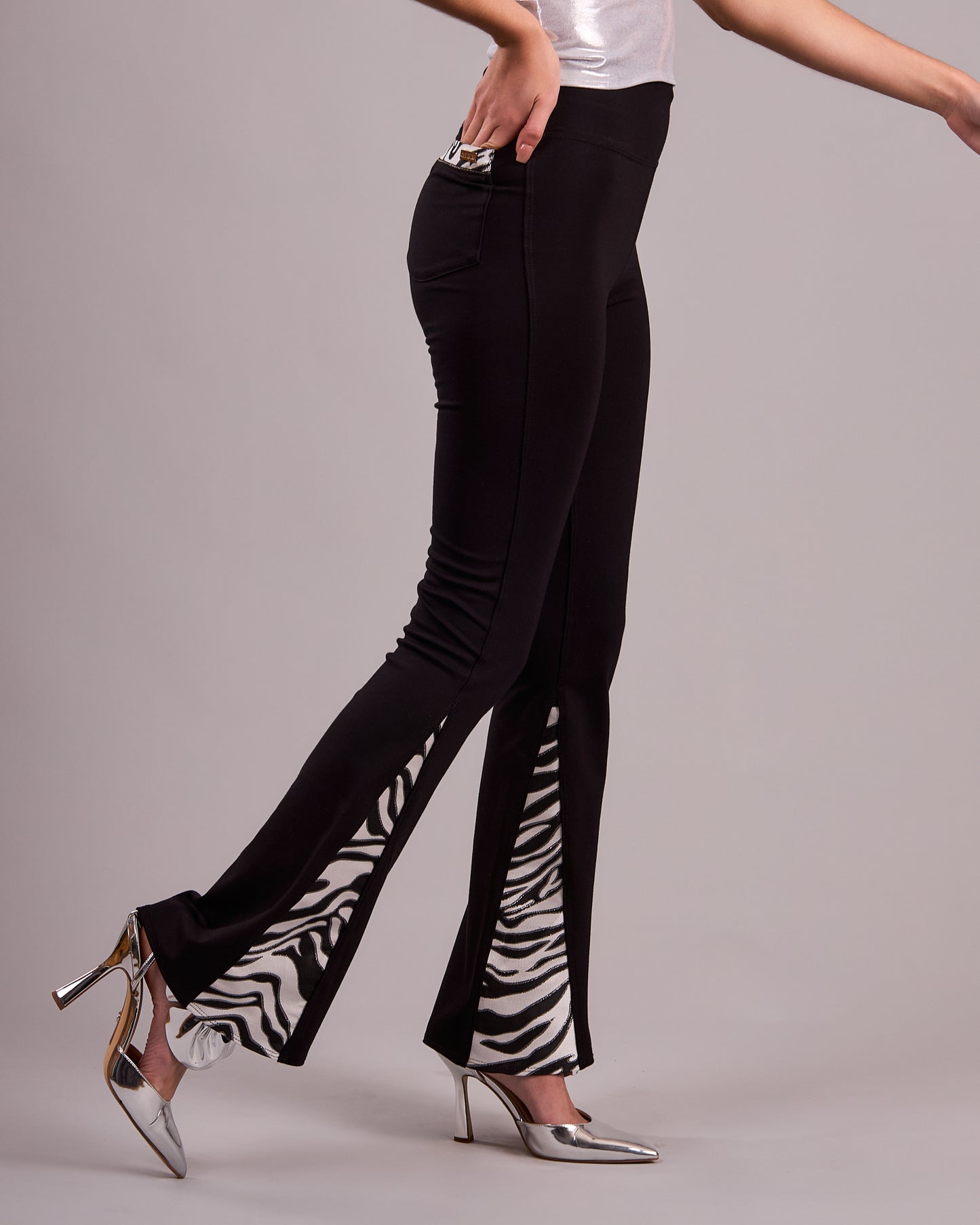 Ponte Flared Pants Black Zebra