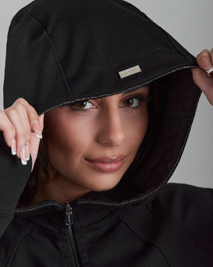 Ponte de Roma Cropped Hoodie with Chainé Trim