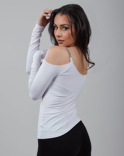 *Sample* Knit Long Sleeve Top Off The Shoulder with Chainé Trim