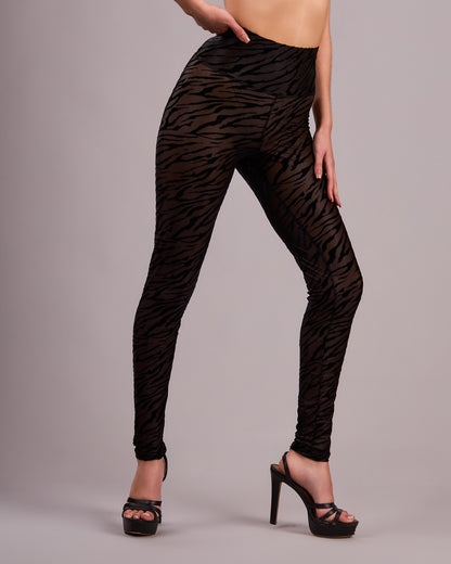 Zebra Burnout Velvet Leggings