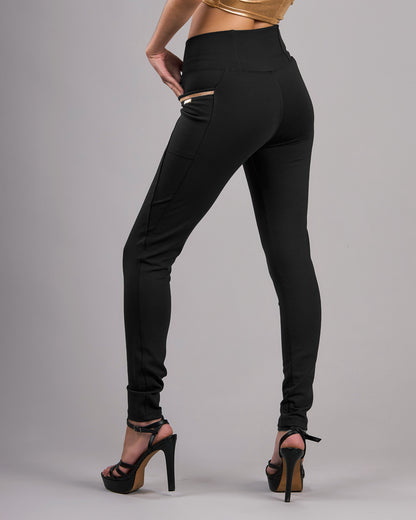 V Pocket Leggings with Chainé Trim