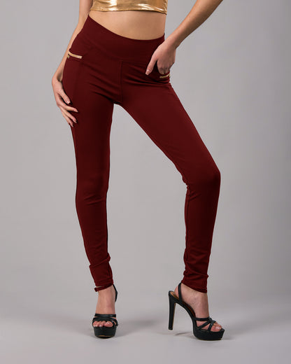 V Pocket Leggings with Chainé Trim