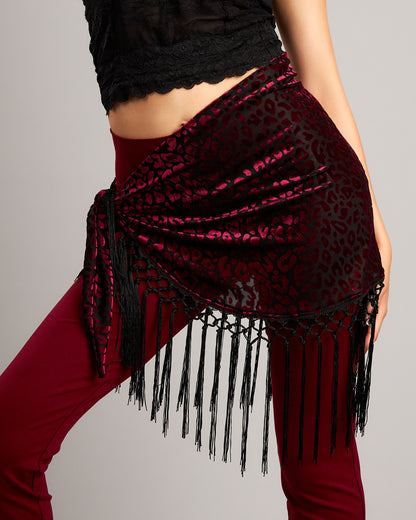 Burnout Velvet Scarf with Hand Knotted Fringe