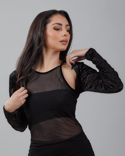 Long Sleeve Burnout Velvet Shrug