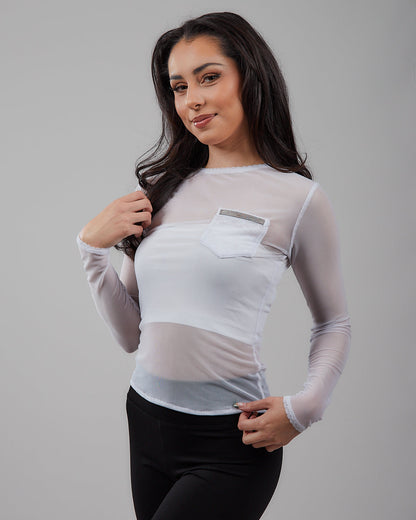 Long Sleeve Power Mesh Pocket T-Shirt